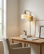 Load image into Gallery viewer, Scalloped Alabaster Brass Plug-In Wall Sconce - product view 8