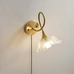 Load image into Gallery viewer, Looped Brass and Fluted Glass Plug-In Wall Lamp product view 10