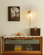 Load image into Gallery viewer, Looped Brass and Fluted Glass Plug-In Wall Lamp product view 6
