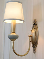 Load image into Gallery viewer, Rowan Classic Fabric Shade Sconce – Ceramic Wall Light for Hallway or Bedroom