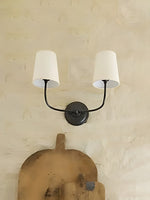 Load image into Gallery viewer, Drum Shade Wall Sconce - Modern Fabric Sconce for Bedroom or Hallway
