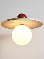 Load image into Gallery viewer, Cream Style Flying Disc Travertine Pendant Lamp