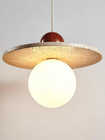 Load image into Gallery viewer, Flying Disc Stone Shade Pendant Light - Modern Minimal Dining Room Focus