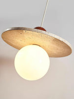 Load image into Gallery viewer, Flying Disc Stone Shade Pendant Light - Modern Minimal Dining Room Focus