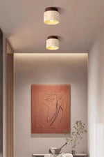Load image into Gallery viewer, Cylindrical Travertine Wooden Ceiling Lights