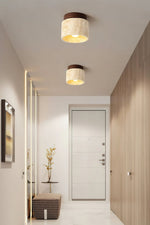 Load image into Gallery viewer, Cylindrical Travertine Wooden Ceiling Lights