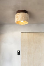 Load image into Gallery viewer, Cylindrical Travertine Wooden Ceiling Lights