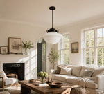 Bild in Gallery-Viewer laden, Vintage-Pendelleuchte mit geometrischem Wolkenkratzer-Schirm aus Milchglas im Art-déco-Stil
