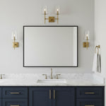 Cargar imagen en el visor de la Galería, Aplique de vidrio transparente Derlina: elegante aplique para tocador individual o triple