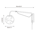 Charger l'image dans la visionneuse de galerie, Chrome Arm Alabaster Orb Plug-In Wall Sconce - dimension drawing 5