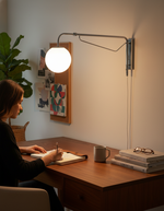 Bild in Gallery-Viewer laden, Chrome Pivot-Arm Globe Plug-In Wall Lamp product view