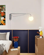 Bild in Gallery-Viewer laden, Chrome Pivot-Arm Globe Plug-In Wall Lamp product view
