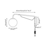 Bild in Gallery-Viewer laden, Chrome Pivot-Arm Globe Plug-In Wall Lamp dimension diagram