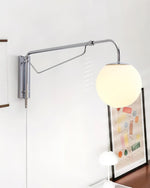 Bild in Gallery-Viewer laden, Chrome Pivot-Arm Globe Plug-In Wall Lamp product view
