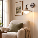Load image into Gallery viewer, Dome Arm Travertine Plug-In Wall Light - product image 3