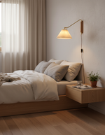 Charger l'image dans la visionneuse de galerie, Pleated Shade Swing-Arm Plug-In Wall Lamp product view