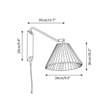 Charger l'image dans la visionneuse de galerie, Pleated Shade Swing-Arm Plug-In Wall Lamp dimension diagram