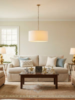 Load image into Gallery viewer, Dumora Linen Drum Pendant Light - Modern White Drum Shade For Dining