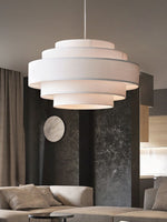 Load image into Gallery viewer, Fabric Pendant Light – Layered Drum Shade with Modern Textile Design