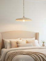 Load image into Gallery viewer, Elumina Elegant Pleated Silk Shade Pendant – Mid-Century Hanging Light for Dining Room