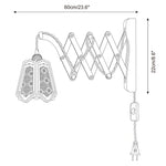 Load image into Gallery viewer, Expandable Wood and Glass Plug-In Wall Sconce - dimension drawing 5