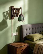 Load image into Gallery viewer, Expandable Wood and Glass Plug-In Wall Sconce - product view 4