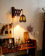 Load image into Gallery viewer, Expandable Wood and Glass Plug-In Wall Sconce - product view 6