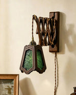 Load image into Gallery viewer, Expandable Wood and Glass Plug-In Wall Sconce - product view 8
