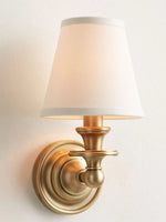 Load image into Gallery viewer, Rowan Drum Shade Wall Sconce – Fabric Sconce Light for Cozy Cottage Lighting