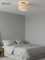 Cargar imagen en el visor de la Galería, Lámpara de techo empotrada Jelvane Linen Drum: moderna lámpara de techo de tela para dormitorio