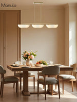 Load image into Gallery viewer, Ferosa Brass Glass Linear Chandelier – 3 Light Milk Glass Dining Lighting