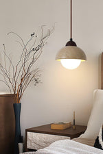 Cargar imagen en el visor de la Galería, Lámpara colgante de madera de travertino con diseño de capullo de flores