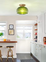 Load image into Gallery viewer, Vintage Glass Globe Ceiling Light - Textured Semi Flush for Any Room