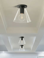Load image into Gallery viewer, Flush Mount Light – Exposed Bulb or Glass Shade Design