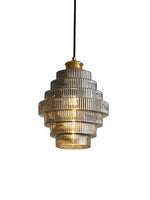 Load image into Gallery viewer, Antique Ribbed Glass Hanging Light - Retro Pendant for Dining Room