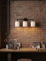 Load image into Gallery viewer, Hanton 3 Light Henry Glass Wall Sconce - Milk Glass Cylinder Light For Bath