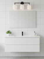 Load image into Gallery viewer, Hanton 3 Light Henry Glass Wall Sconce - Milk Glass Cylinder Light For Bath