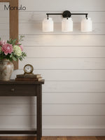 Load image into Gallery viewer, Hanton 3 Light Henry Glass Wall Sconce - Milk Glass Cylinder Light For Bath