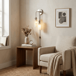Bild in Gallery-Viewer laden, Harlin Alabaster Plug-In Wall Light with Inline Switch - product image 3