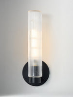 Load image into Gallery viewer, Rivora Fluted Glass Tube Sconce - Classic Ribbed Vanity Lighting