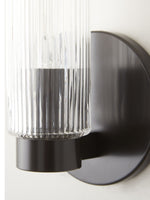 Load image into Gallery viewer, Rivora Fluted Glass Tube Sconce - Classic Ribbed Vanity Lighting