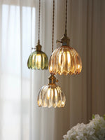 Cargar imagen en el visor de la Galería, Lámpara colgante japonesa retro de cristal con forma de flor