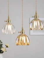 Cargar imagen en el visor de la Galería, Lámpara colgante japonesa retro de cristal con forma de flor