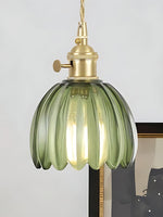 Cargar imagen en el visor de la Galería, Lámpara colgante japonesa retro de cristal con forma de flor