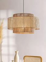 Load image into Gallery viewer, Rustic Japanese Wabi-Sabi Style Hemp Rope Rattan Drum Shape Zen Pendant Light
