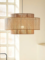 Load image into Gallery viewer, Rustic Japanese Wabi-Sabi Style Hemp Rope Rattan Drum Shape Zen Pendant Light