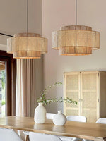 Load image into Gallery viewer, Rustic Japanese Wabi-Sabi Style Hemp Rope Rattan Drum Shape Zen Pendant Light