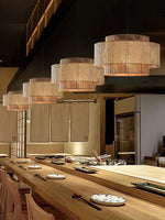 Load image into Gallery viewer, Rustic Japanese Wabi-Sabi Style Hemp Rope Rattan Drum Shape Zen Pendant Light