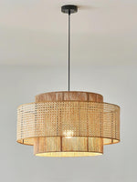 Load image into Gallery viewer, Rustic Japanese Wabi-Sabi Style Hemp Rope Rattan Drum Shape Zen Pendant Light