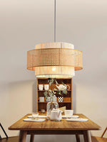 Load image into Gallery viewer, Rustic Japanese Wabi-Sabi Style Hemp Rope Rattan Drum Shape Zen Pendant Light